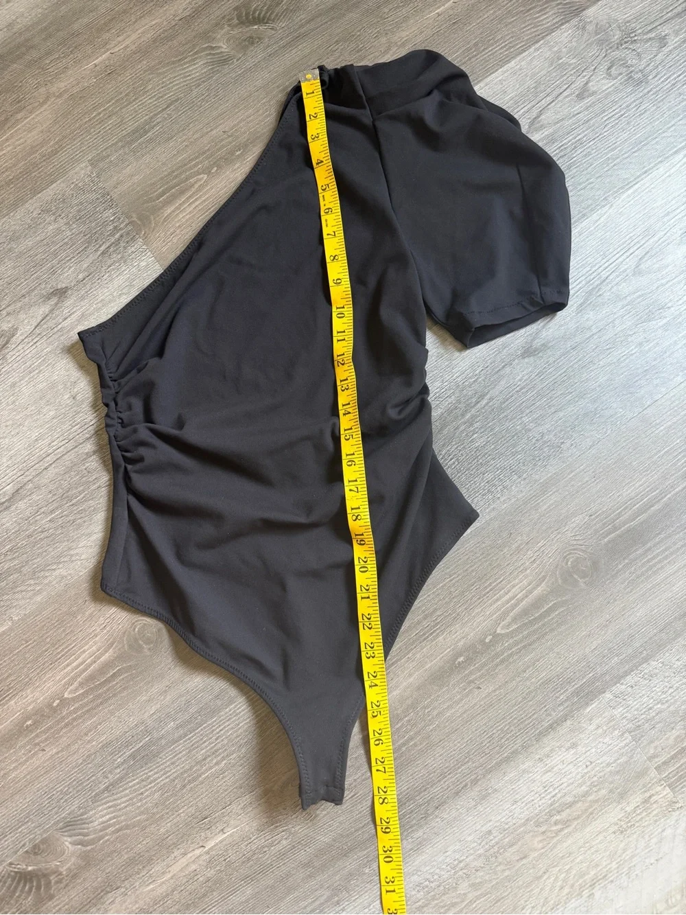 Free People One Shoulder Puff Sleeve Black Bodysuit Small Stretchy